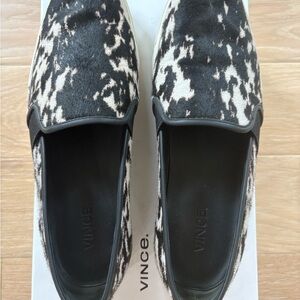 Vince Blair black/white calf-hair slip-on. Size 9.5